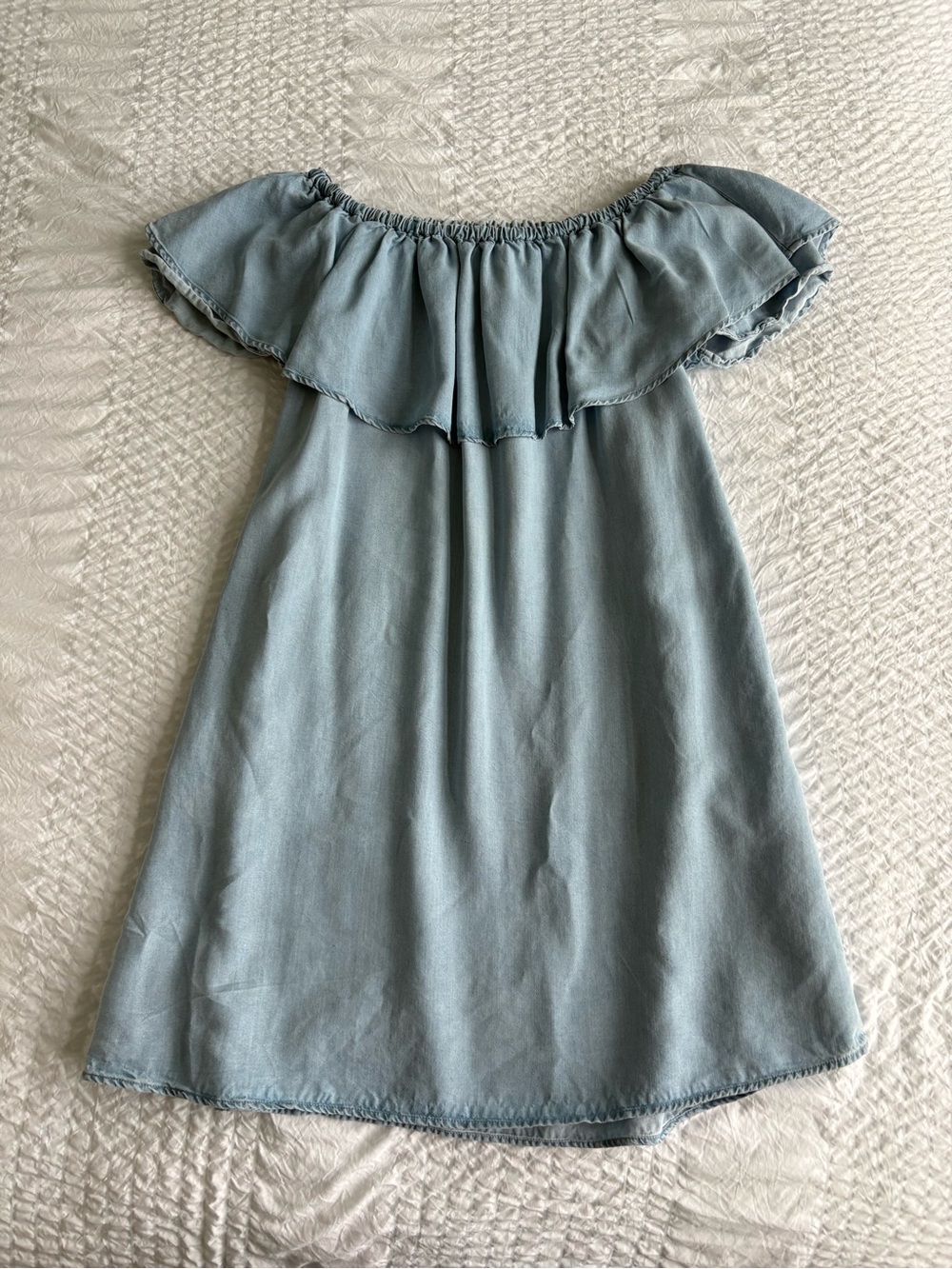 Zara Denim Off-the-Shoulder Ruffle Dress Size XS
